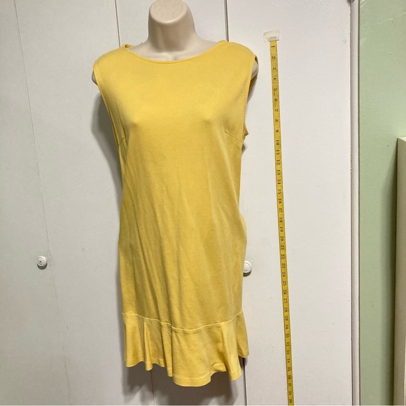 NEW YORK and COMPANY Mustard Yellow Mini Ruffled Sleeveless Cotton Sundress LRG - Picture 5 of 14